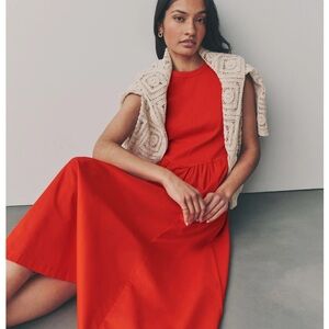 Next Woven Jersey Mix Sleeveless Racer Ribbed Midi Dress